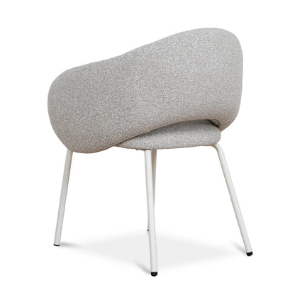 Bentley | Modern Metal Clay Grey Fabric Dining Chairs With Arms | Set Of 2 | White