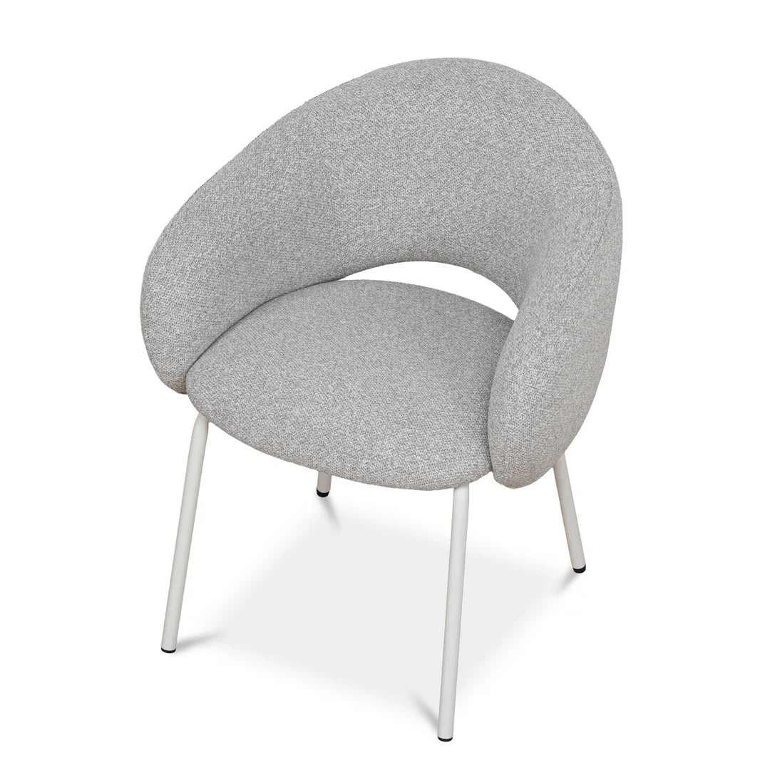 Bentley | Modern Metal Clay Grey Fabric Dining Chairs With Arms | Set Of 2 | White