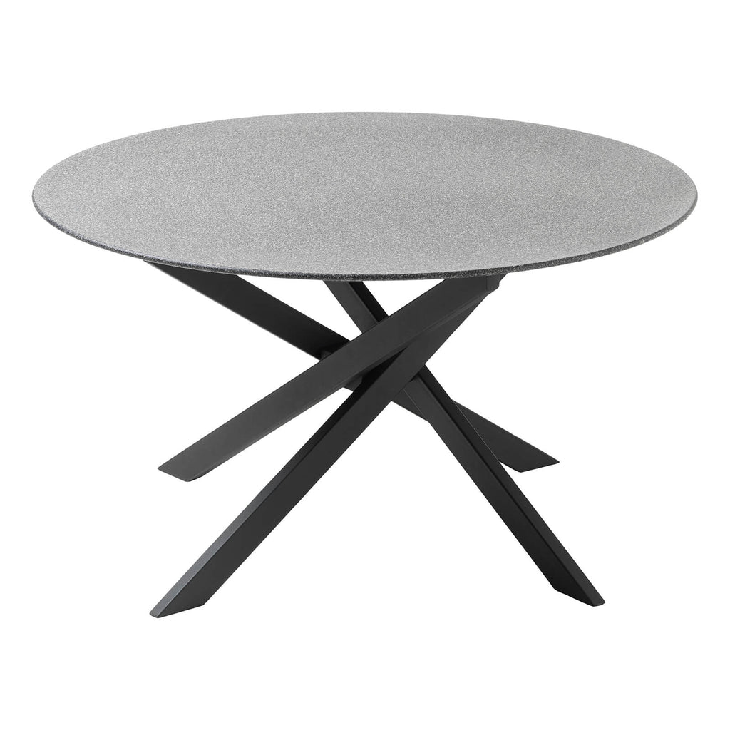 Berkshire | Modern Metal 1.2m Stone Glass Grey Round Dining Table