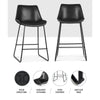 Bertrand | Modern Metal PU Leather Bar Stools | Set Of 2
