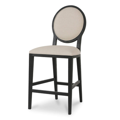 Berwick | Light Beige Fabric French Provincial Commercial Bar Stools | Set Of 2 | Black