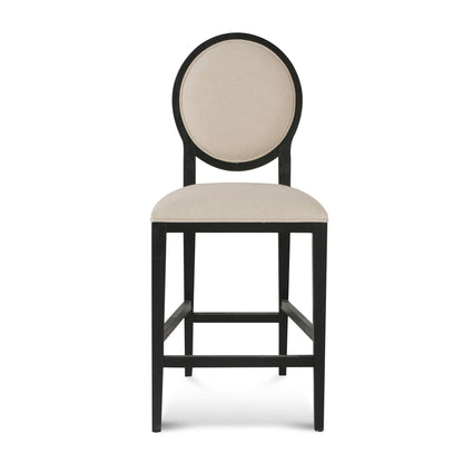 Berwick | Light Beige Fabric French Provincial Commercial Bar Stools | Set Of 2 | Black