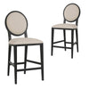 Berwick | Light Beige Fabric French Provincial Commercial Bar Stools | Set Of 2