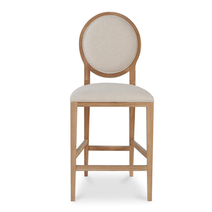 Berwick | Light Beige Fabric French Provincial Commercial Bar Stools | Set Of 2 | Natural