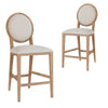 Berwick | Light Beige Fabric French Provincial Commercial Bar Stools | Set Of 2