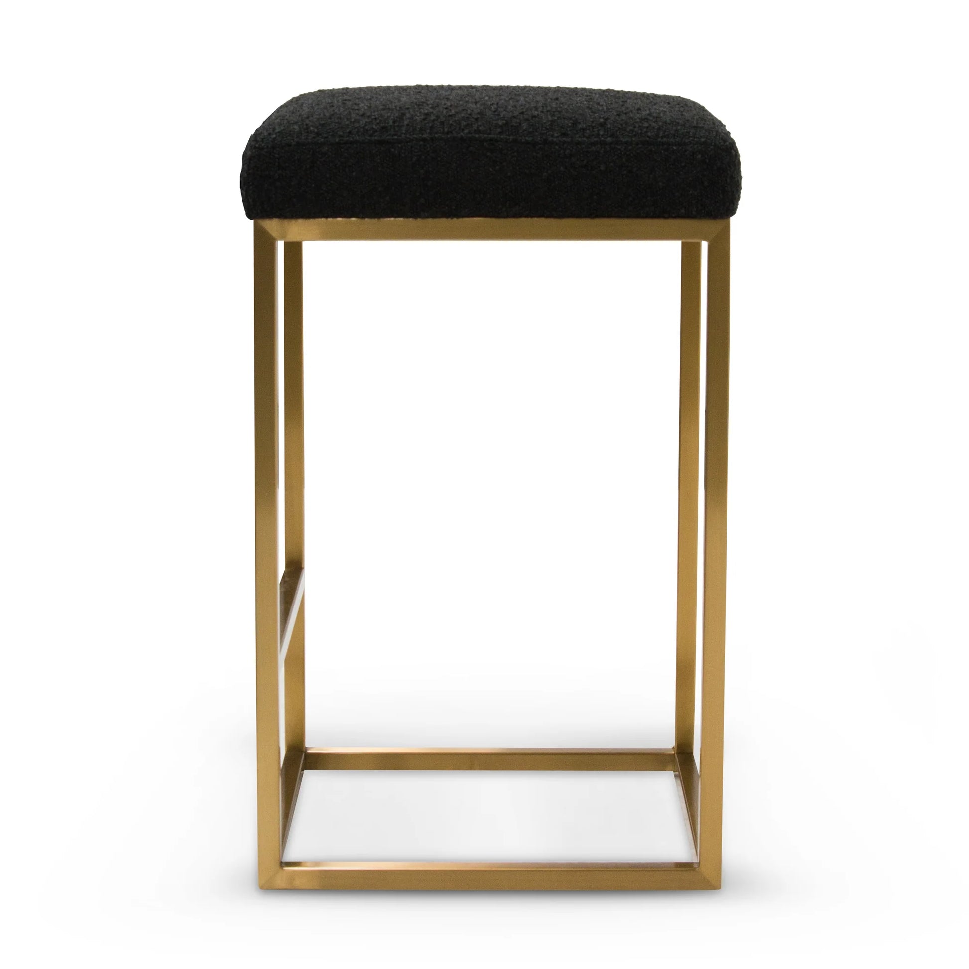 Beverly | Backless Black Boucle Fabric Bar Stool | Black 