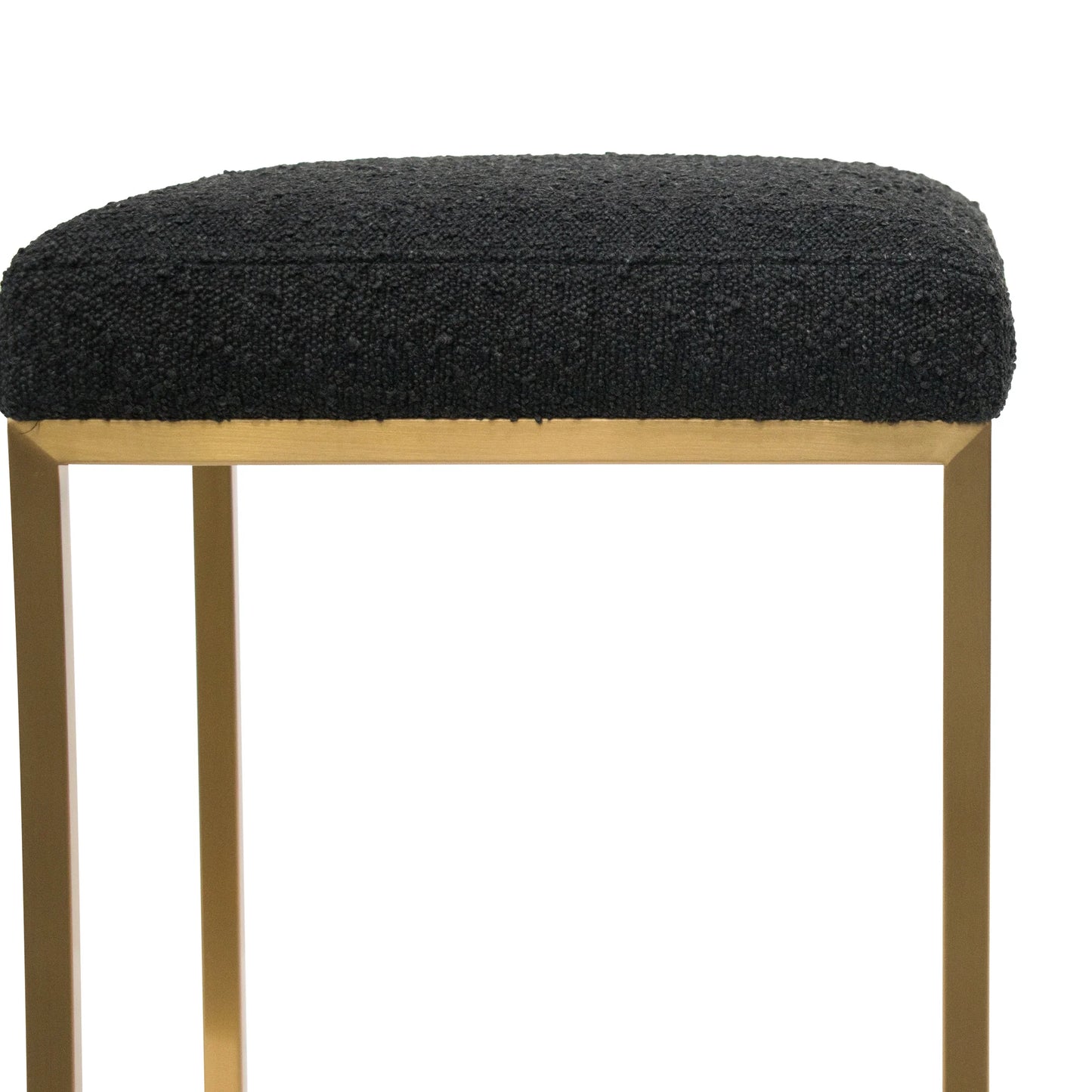 Beverly | Backless Black Boucle Fabric Bar Stool | Black 