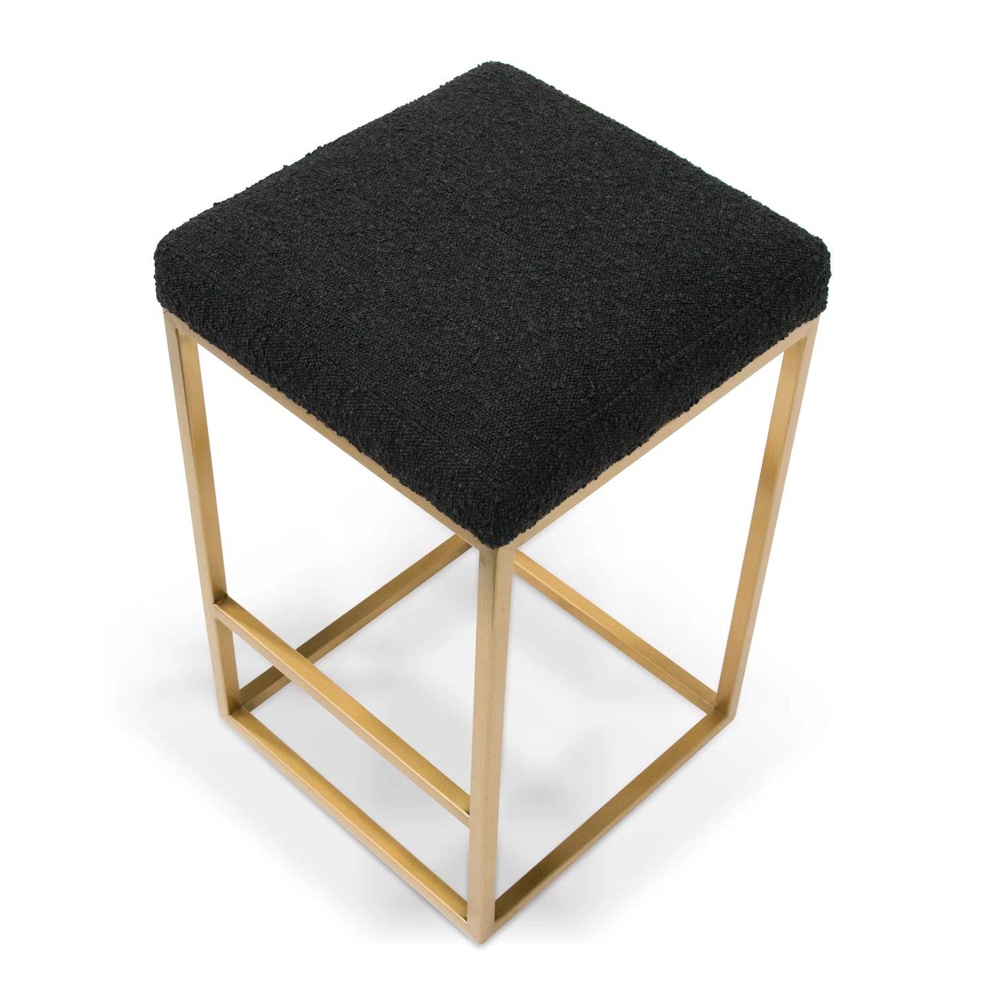 Beverly | Backless Black Boucle Fabric Bar Stool | Black 