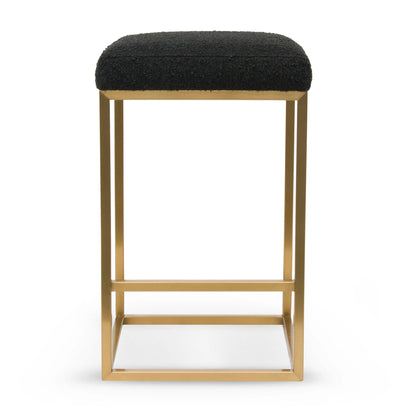 Beverly | Backless Black Boucle Fabric Bar Stool | Black 