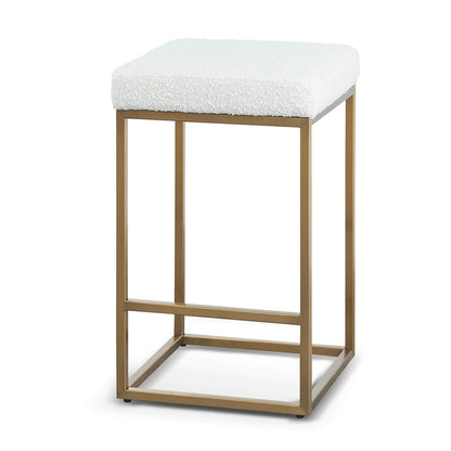 Beverly | Backless Metal Boucle Fabric Bar Stools | White