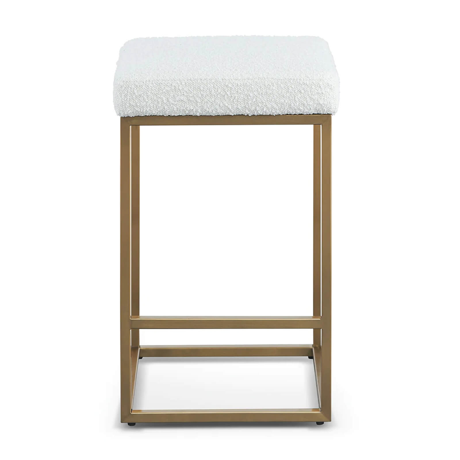 Beverly | Backless Metal Boucle Fabric Bar Stools | White