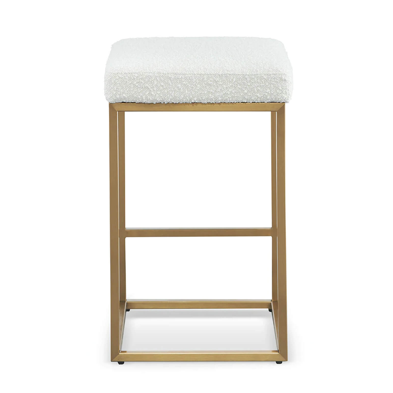 Beverly | Backless Metal Boucle Fabric Bar Stools | White