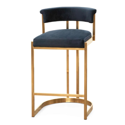 Beverly | Modern Velvet Boucle Fabric Bar Stools | Blue