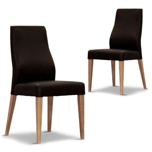 Blake | Modern Black & Silver PU Leather Wooden Dining Chairs | Set Of 2 | Black