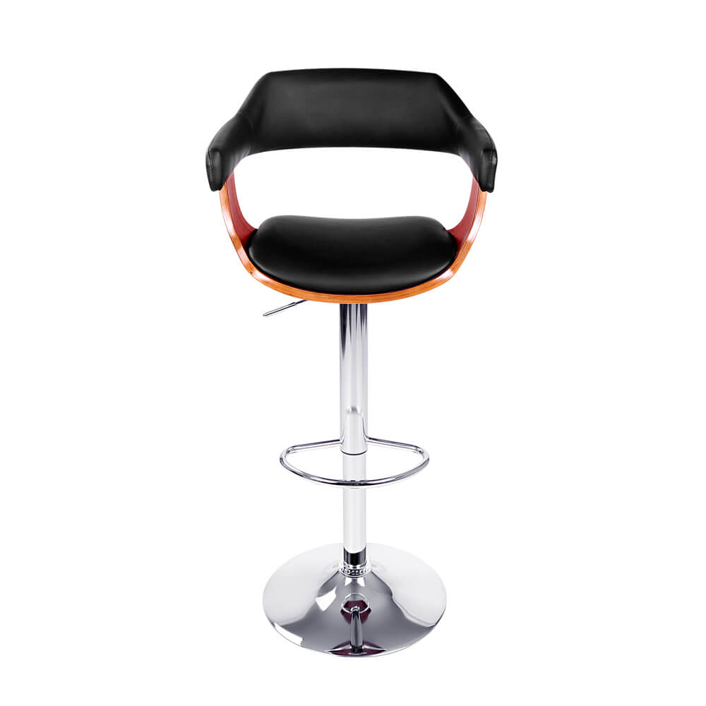 Bolton | Modern Black PU Leather Wooden Bar Stools With Arms | Set Of 2 | Black