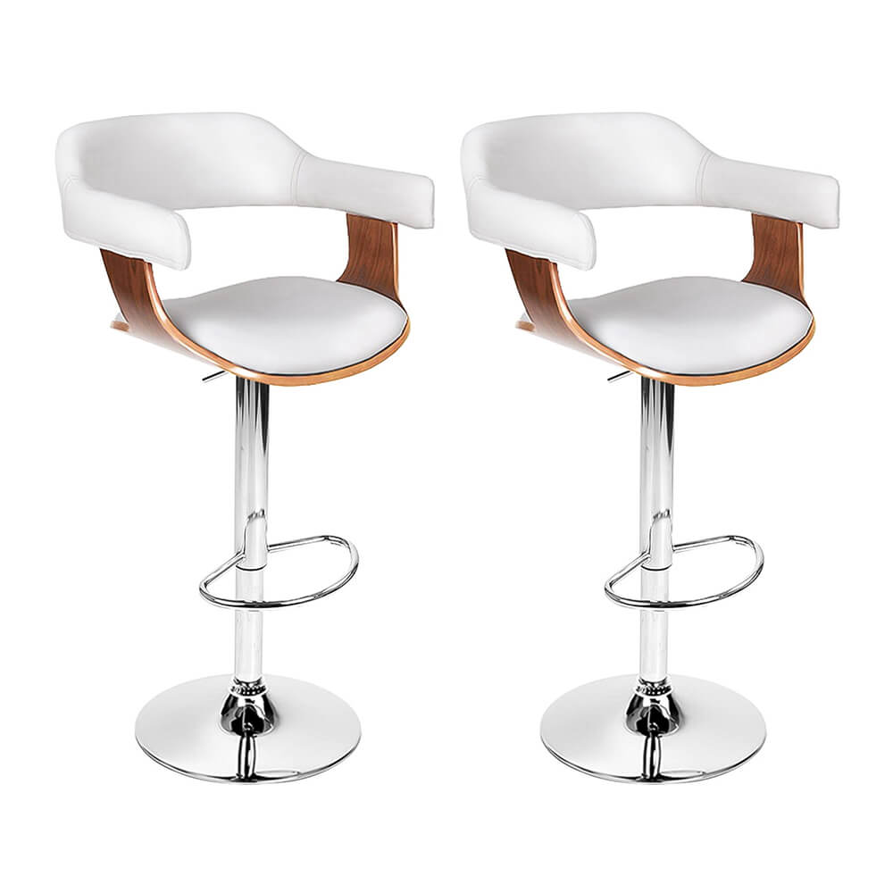 Bolton Modern White PU Leather Wooden Bar Stools With Arms | White