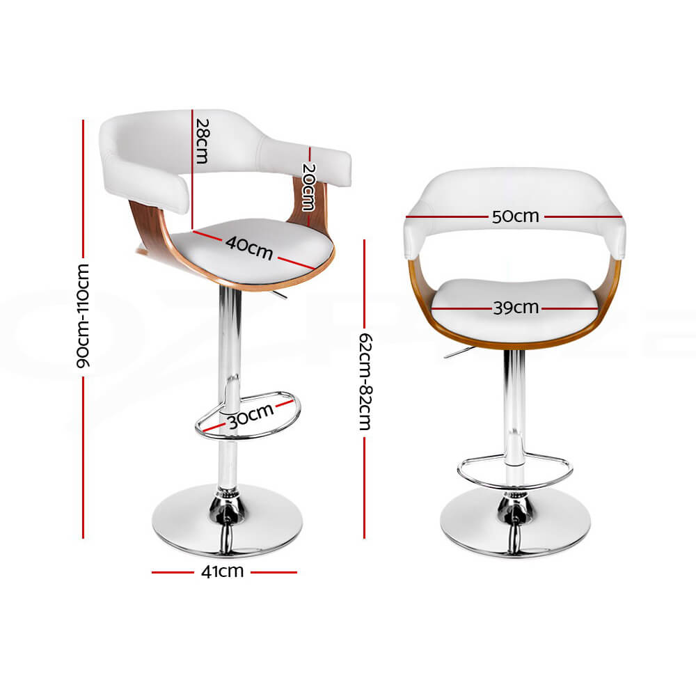 Bolton Modern White PU Leather Wooden Bar Stools With Arms | White