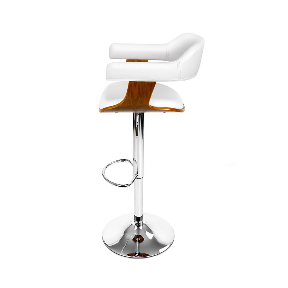 Bolton Modern White PU Leather Wooden Bar Stools With Arms | White
