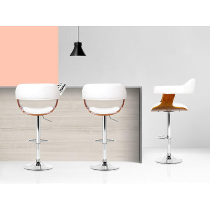 Bolton Modern White PU Leather Wooden Bar Stools With Arms | White