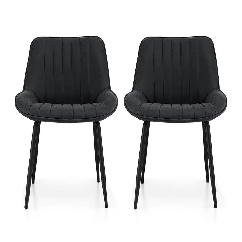 Bordeaux | Modern Metal PU Leather Black Khaki Brown Dining Chairs | Black
