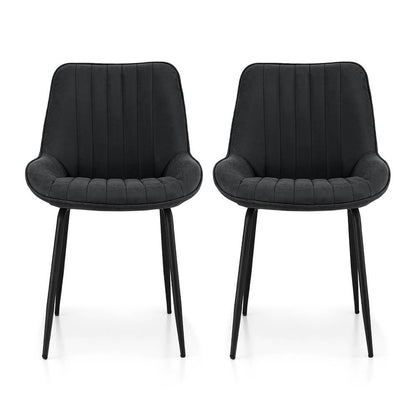 Bordeaux | Modern Metal PU Leather Black Khaki Brown Dining Chairs | Black
