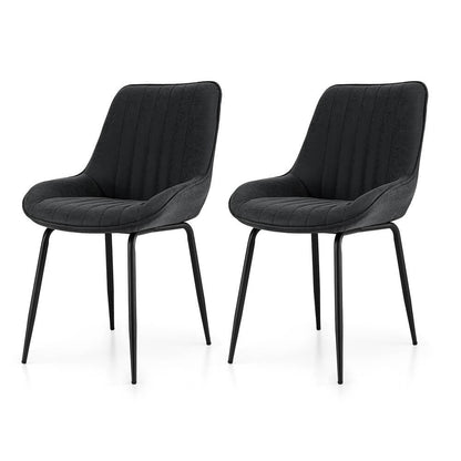 Bordeaux | Modern Metal PU Leather Black Khaki Brown Dining Chairs | Black
