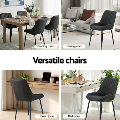 Bordeaux | Modern Metal PU Leather Black Khaki Brown Dining Chairs | Black