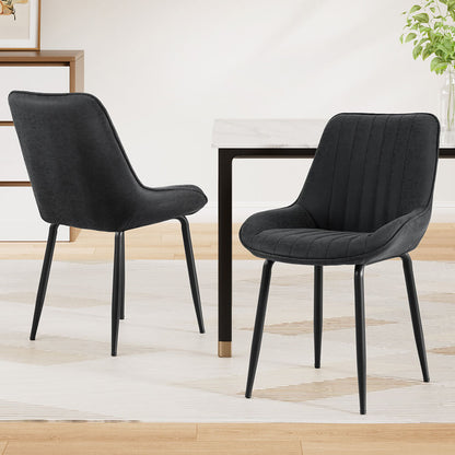 Bordeaux | Modern Metal PU Leather Black Khaki Brown Dining Chairs | Black