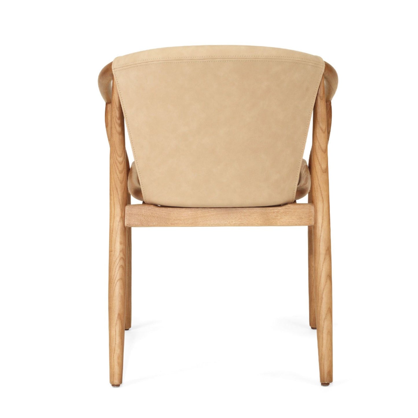 Botanica | Coastal PU Leather Light Khaki Tan Wooden Dining Chairs With Arms | Khaki