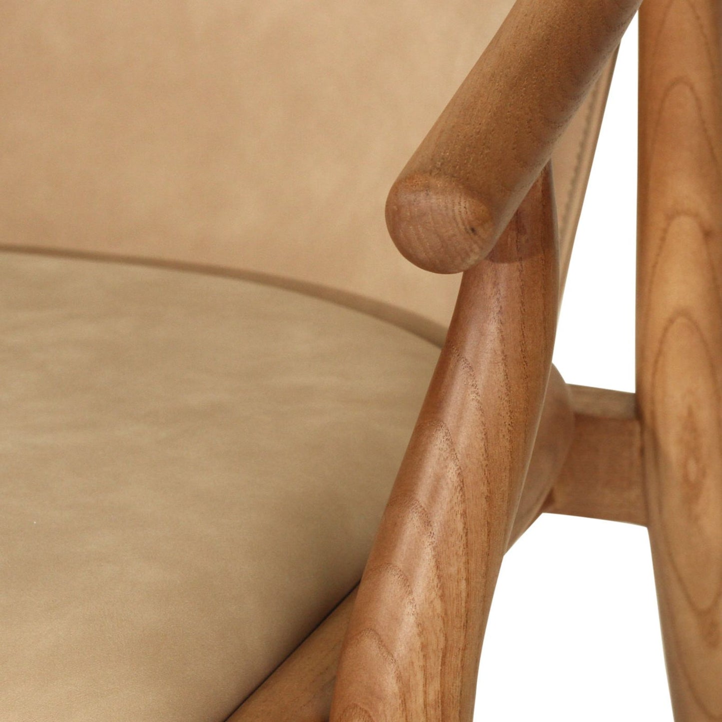Botanica | Coastal PU Leather Light Khaki Tan Wooden Dining Chairs With Arms | Khaki