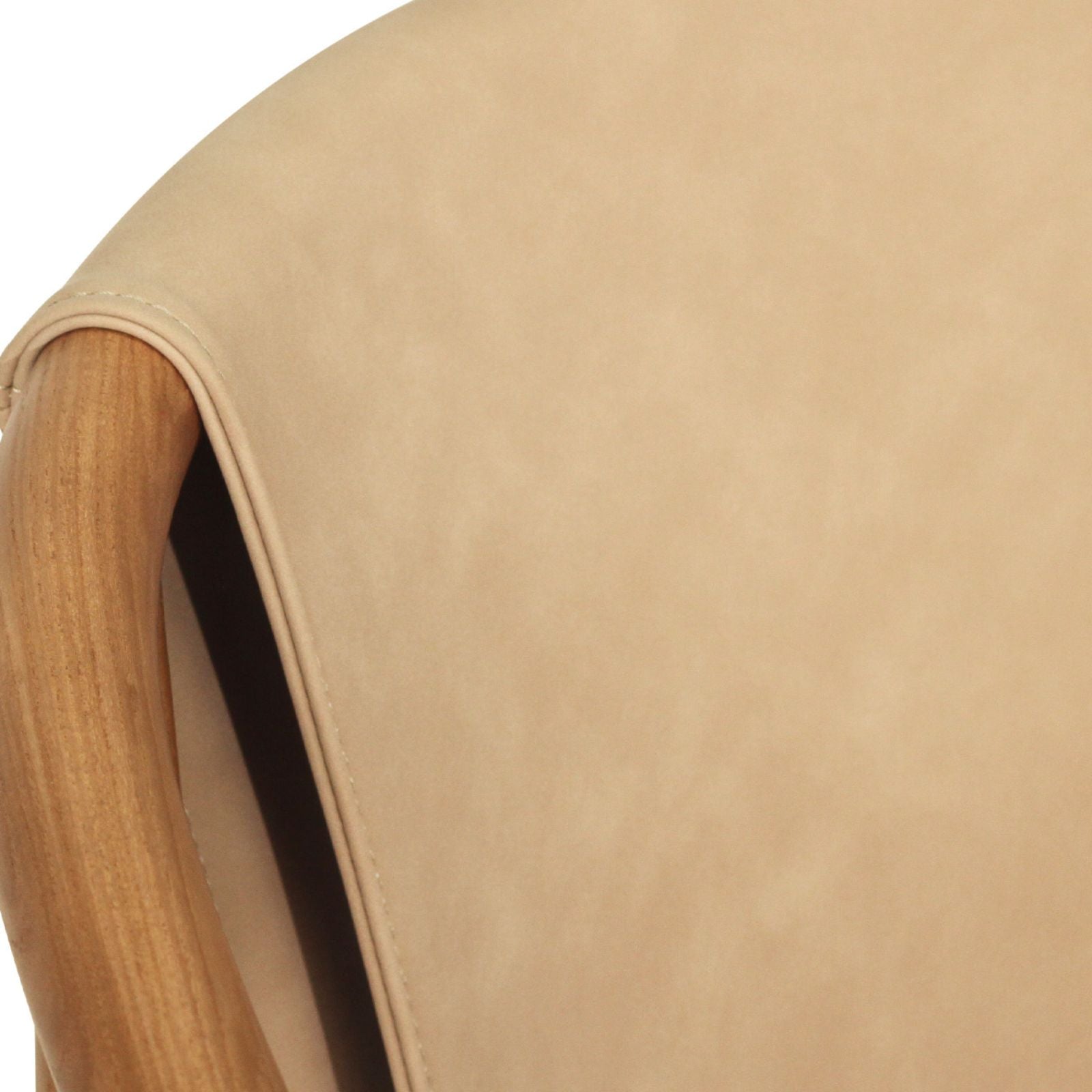 Botanica | Coastal PU Leather Light Khaki Tan Wooden Dining Chairs With Arms | Khaki