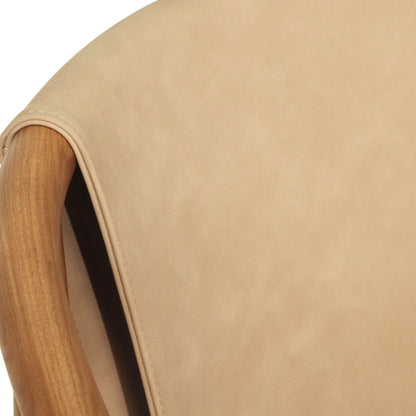 Botanica | Coastal PU Leather Light Khaki Tan Wooden Dining Chairs With Arms | Khaki