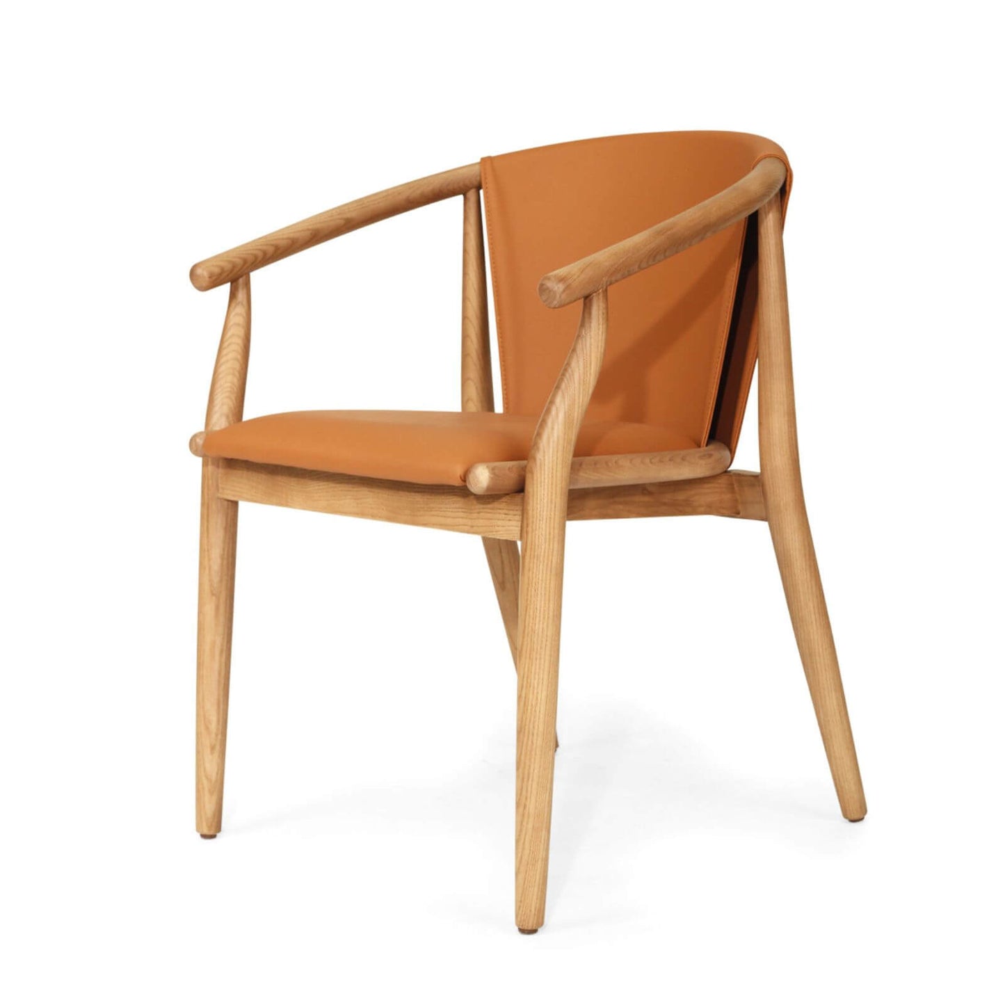 Botanica | Coastal PU Leather Light Khaki Tan Wooden Dining Chairs With Arms | Tan