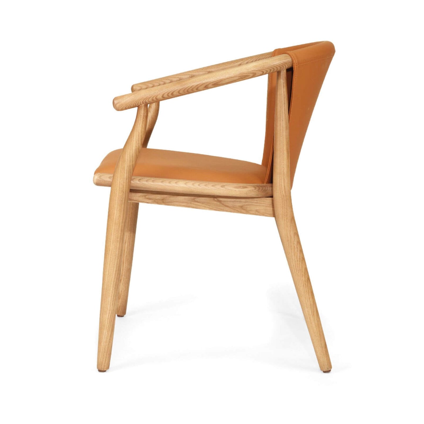 Botanica | Coastal PU Leather Light Khaki Tan Wooden Dining Chairs With Arms | Tan
