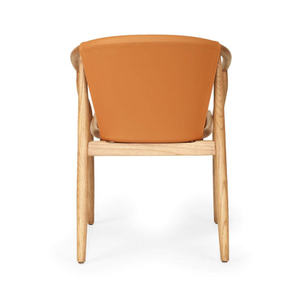 Botanica | Coastal PU Leather Light Khaki Tan Wooden Dining Chairs With Arms | Tan