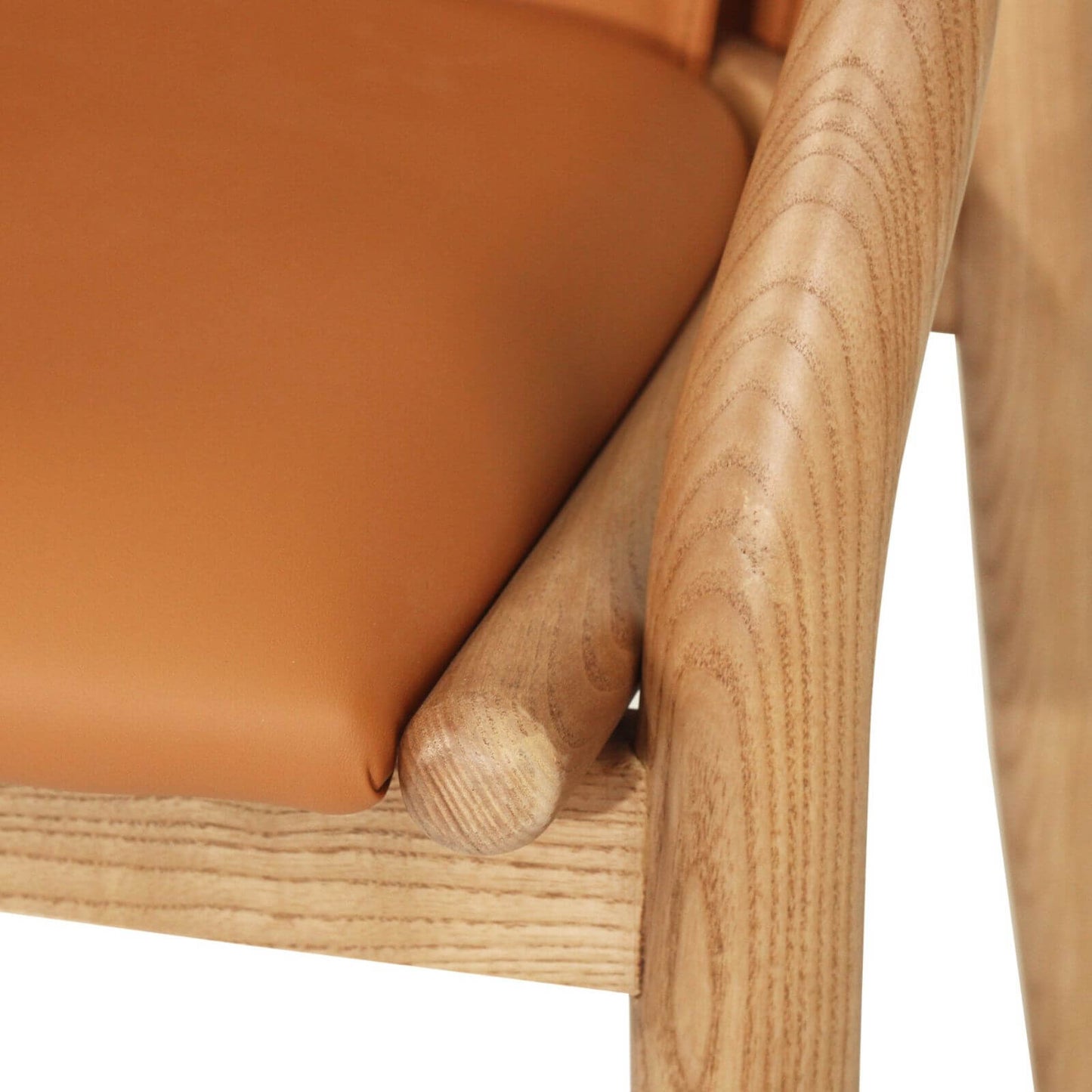 Botanica | Coastal PU Leather Light Khaki Tan Wooden Dining Chairs With Arms | Tan