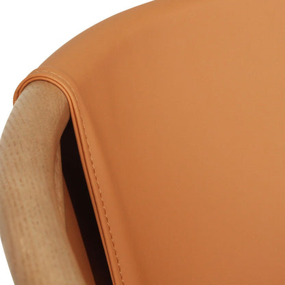 Botanica | Coastal PU Leather Light Khaki Tan Wooden Dining Chairs With Arms | Tan