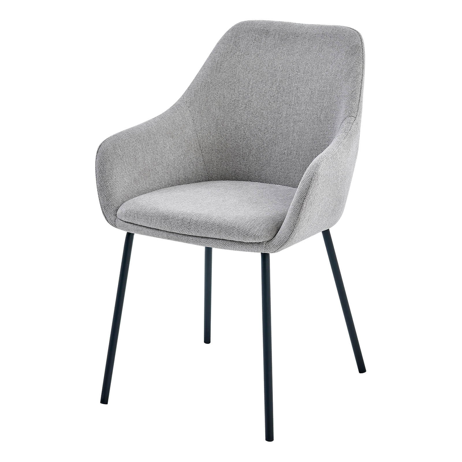Bradman | Contemporary Oat Grey Fabric Dining Chairs With Arms | Set Of 2 | Grey