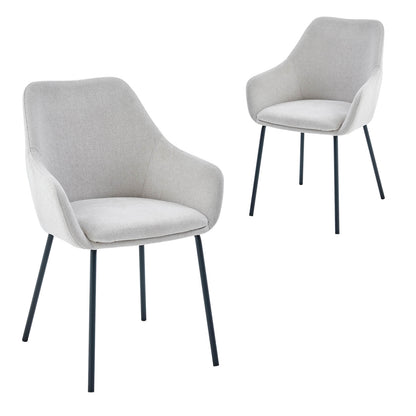 Bradman | Contemporary Oat Grey Fabric Dining Chairs With Arms | Set Of 2