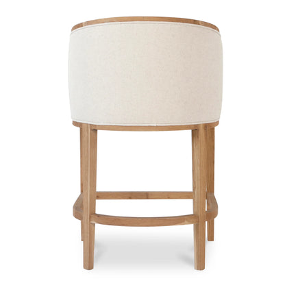 Brampton | Coastal Mid Century Wooden Bar Stool With Arms | Light Beige