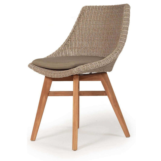 Bramptons | Coastal Teak Indoor Outdoor Wooden Dining Chairs | Mushroom