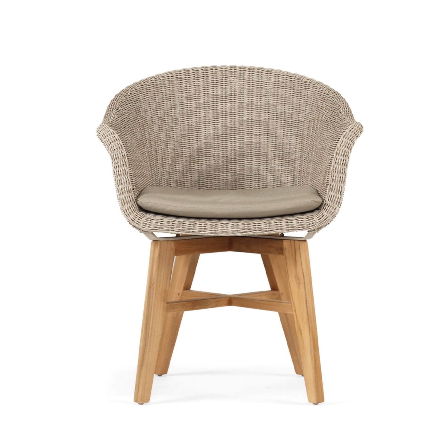 Bramptons | Coastal Teak Indoor Outdoor Wooden Dining Chairs With Arms | Mushroom