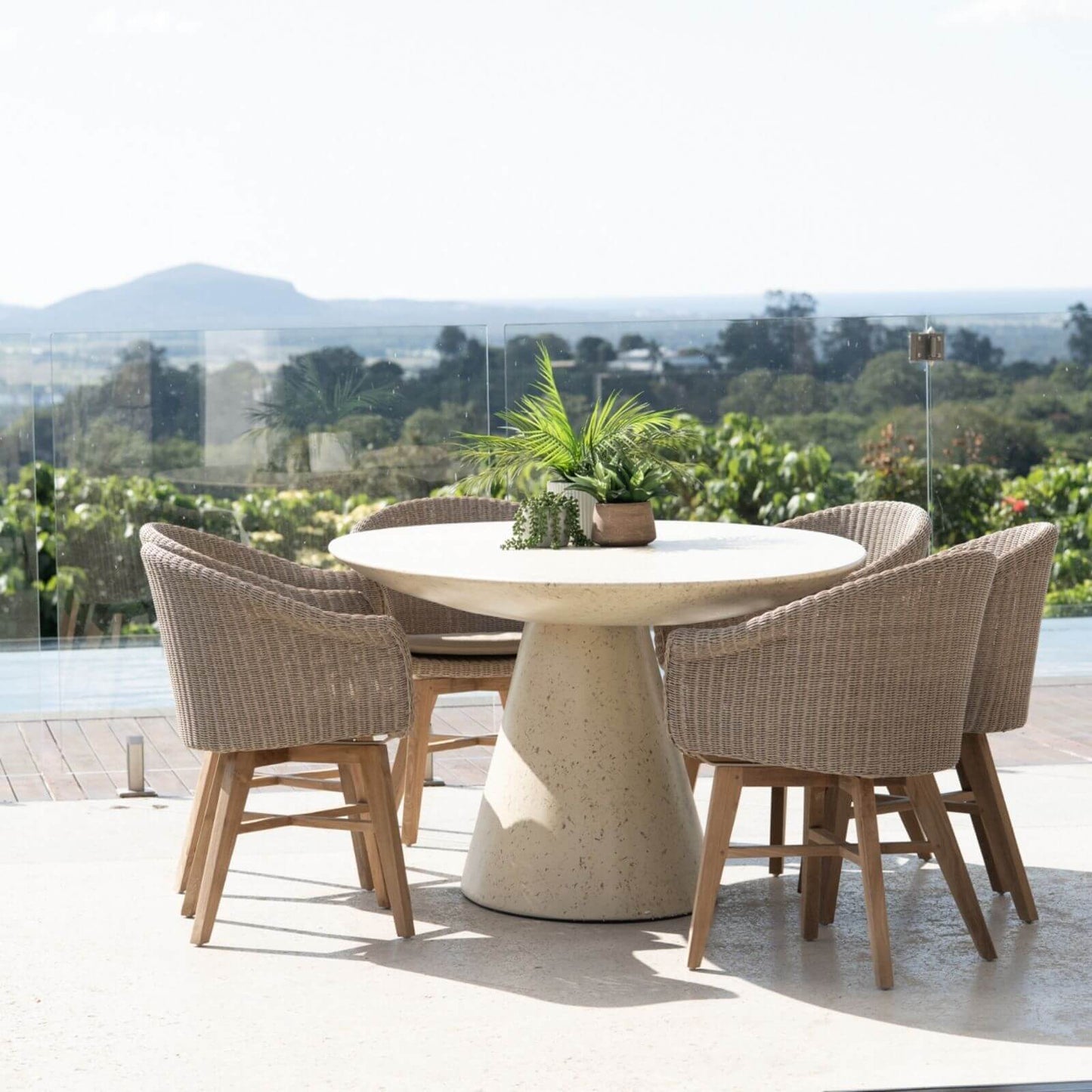 Bramptons | Coastal Teak Indoor Outdoor Wooden Dining Chairs With Arms | Mushroom