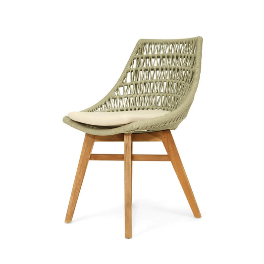 Bramptons | Coastal Teak Indoor Outdoor Wooden Dining Chairs | Green