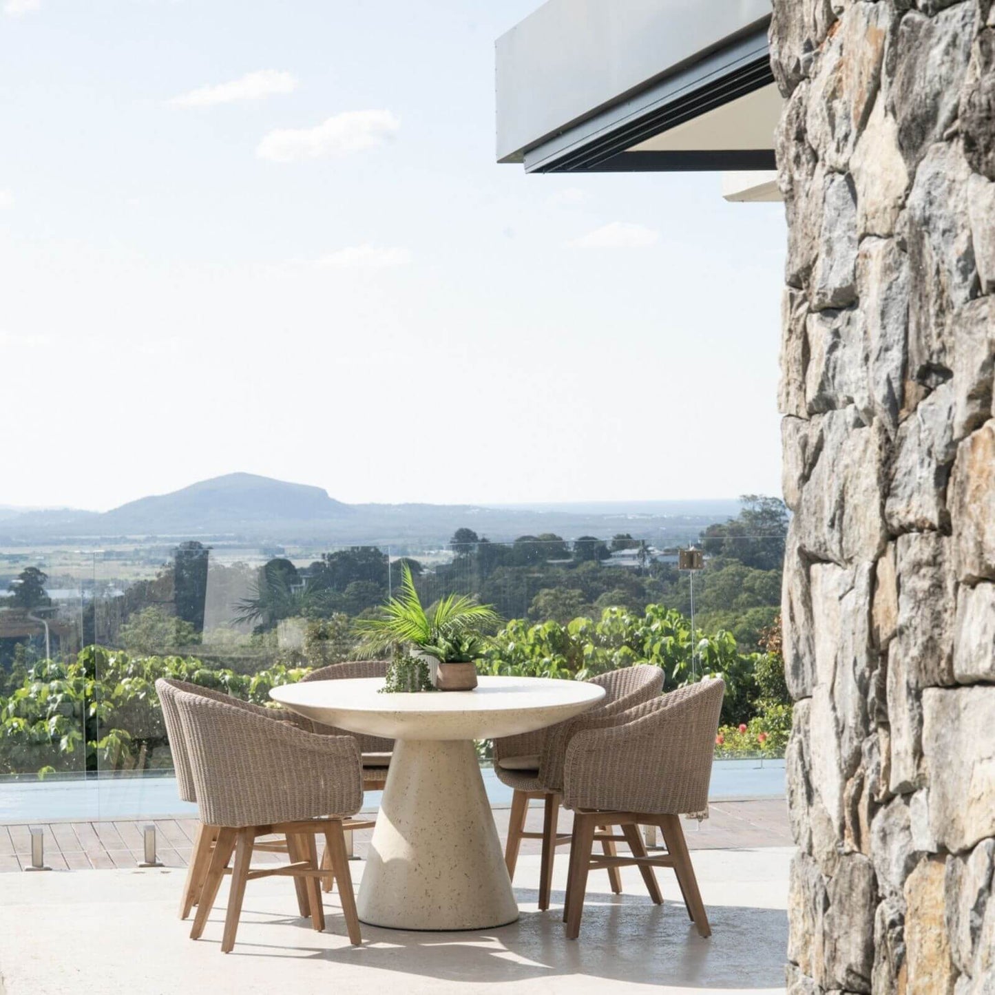 Bramptons | Coastal Teak Indoor Outdoor Wooden Dining Chairs With Arms | Mushroom