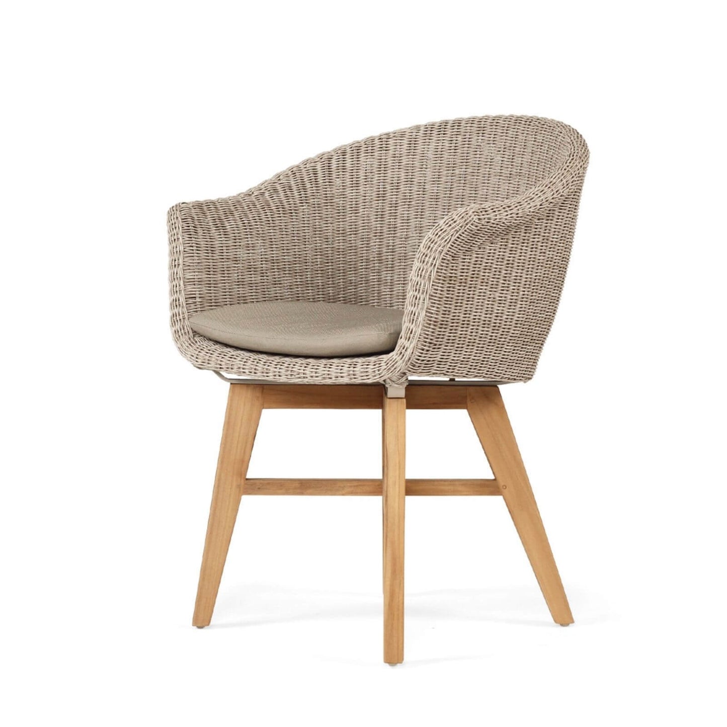 Bramptons | Coastal Teak Indoor Outdoor Wooden Dining Chairs With Arms | Mushroom