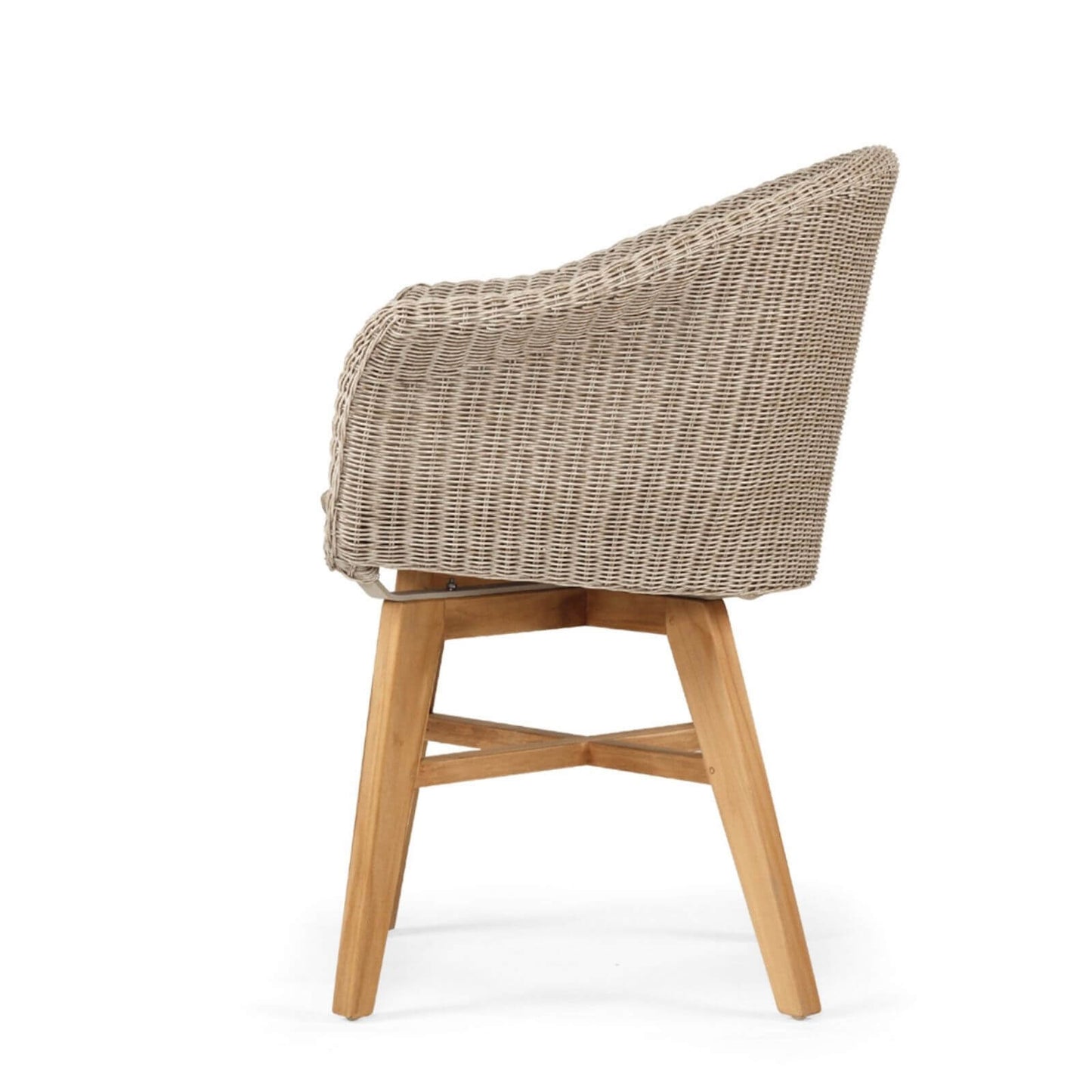 Bramptons | Coastal Teak Indoor Outdoor Wooden Dining Chairs With Arms | Mushroom