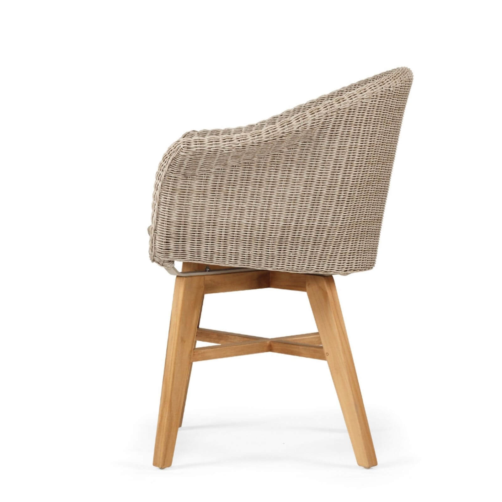 Bramptons | Coastal Teak Indoor Outdoor Wooden Dining Chairs With Arms | Mushroom