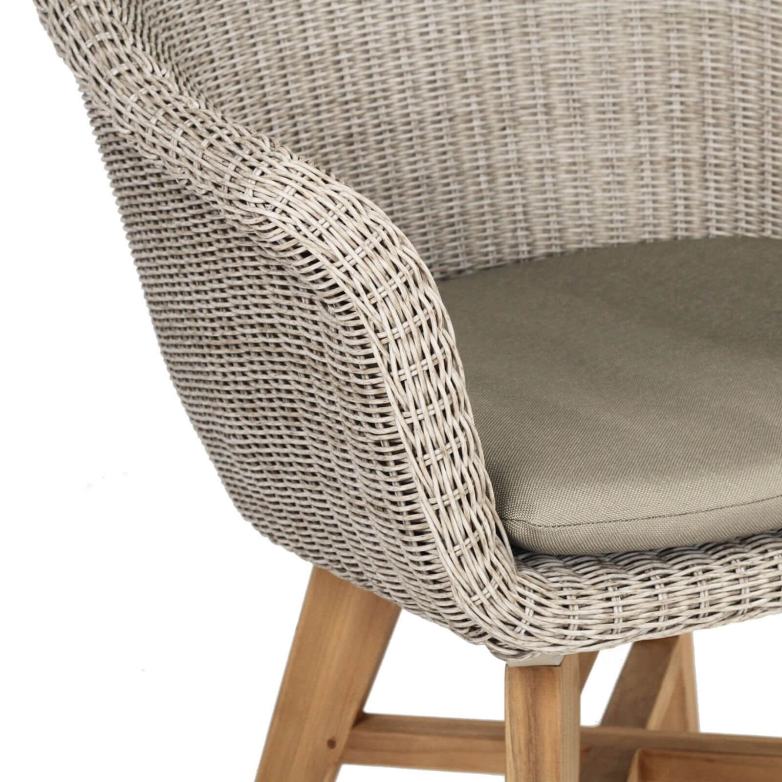 Bramptons | Coastal Teak Indoor Outdoor Wooden Dining Chairs With Arms | Mushroom