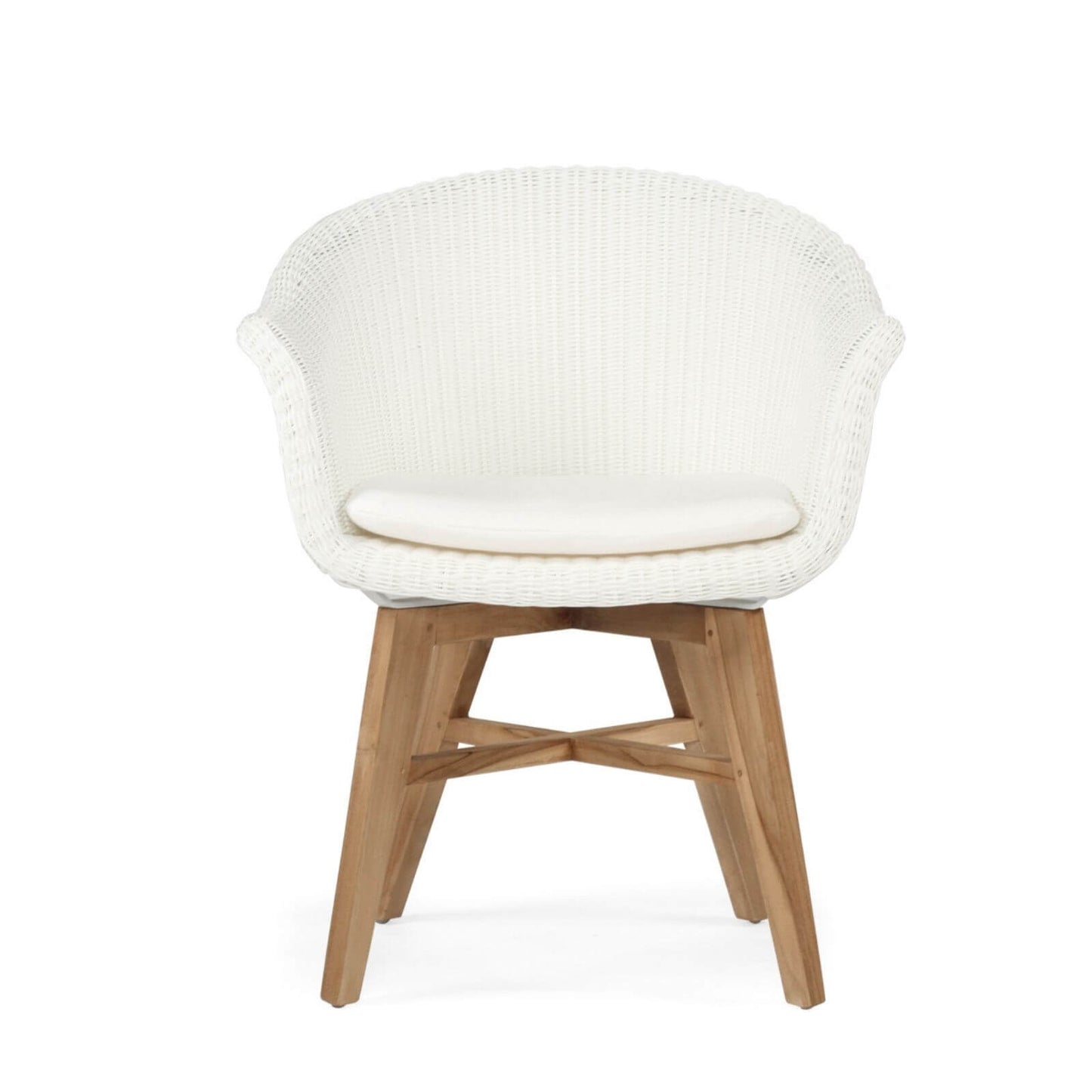 Bramptons | Coastal Teak Indoor Outdoor Wooden Dining Chairs With Arms | White